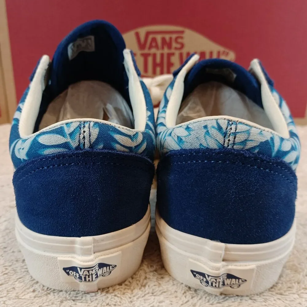 Vans Men's 4.5/Women's 6 Old Skool Solar Floral Blue and White VNOA4U3BWV8